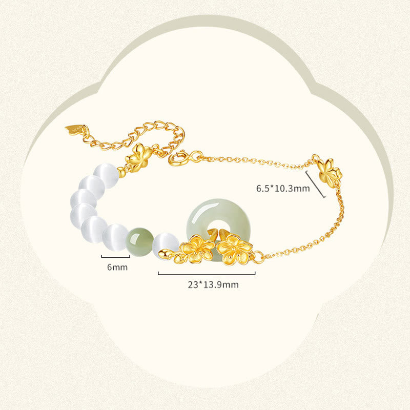Glücksarmband aus Hetian-Jade mit Pfirsichblüte