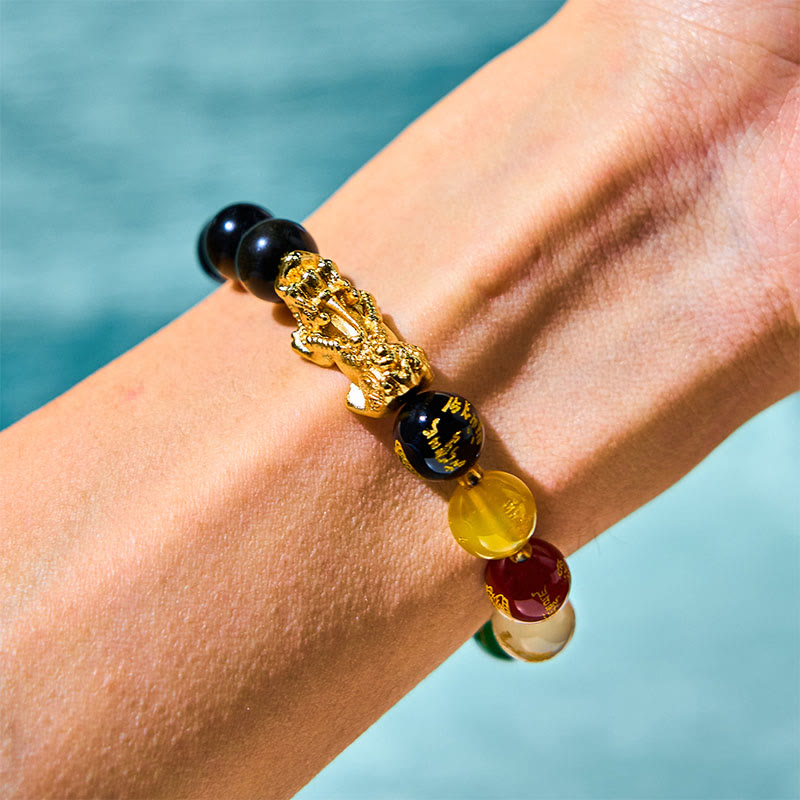 10mm Gold Sheen Obsidian Pi Xiu Wealth Protection Bracelet