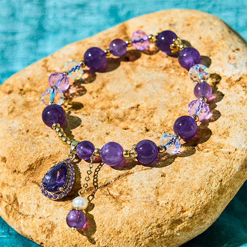 8 mm Amethyst-Liebesherz-Heilarmband für spirituelles Gleichgewicht