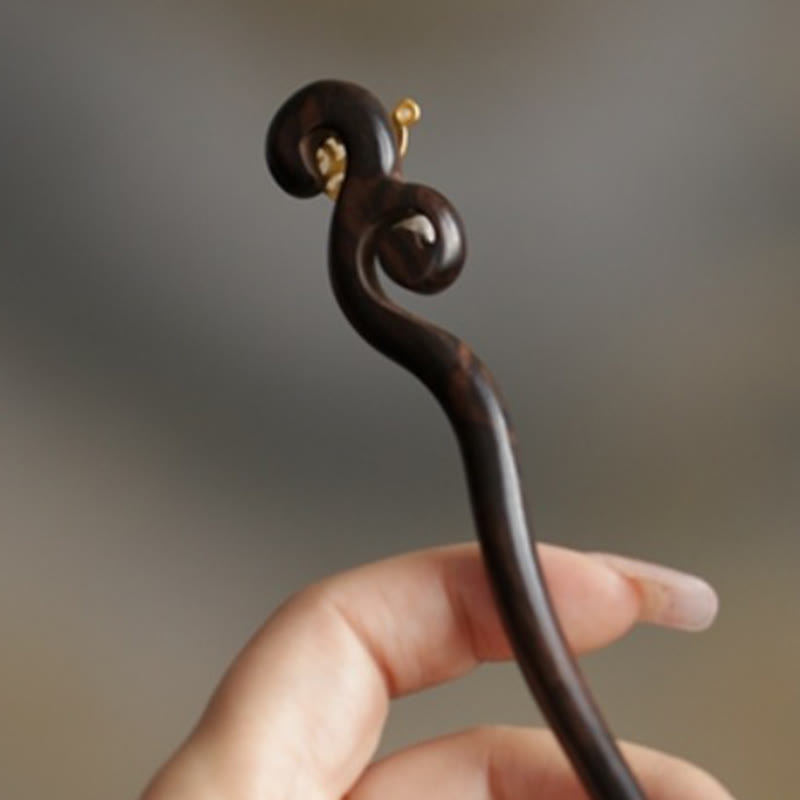 Sandalwood Rabbit Hairpin | Auspicious Cloud Chinese Hairpin