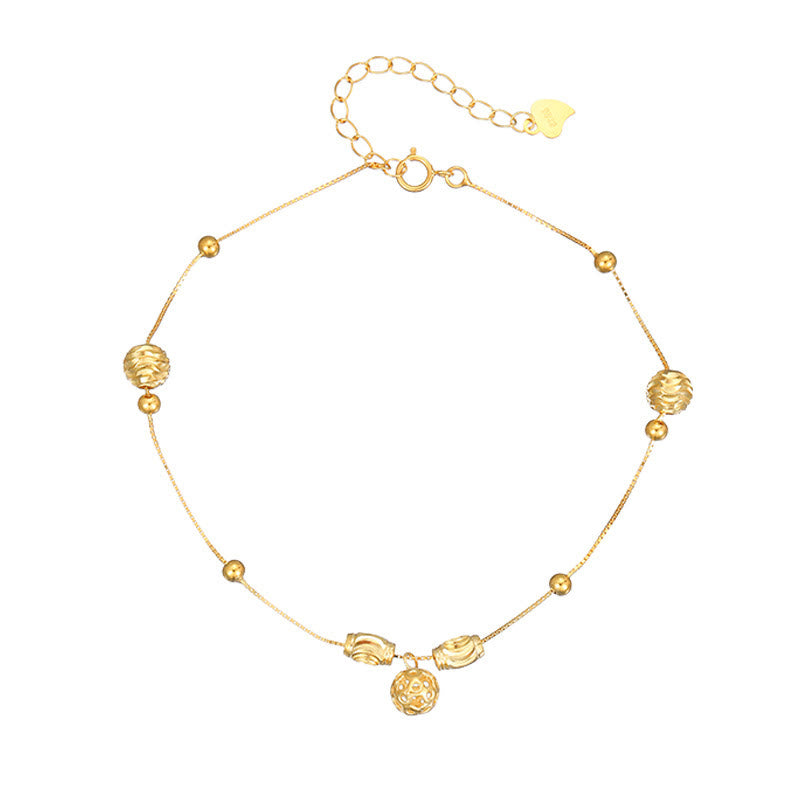 925 Sterling Silber Einfaches Perlen-Fußkettchen