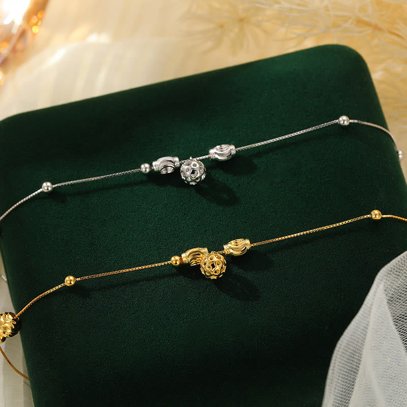 925 Sterling Silber Einfaches Perlen-Fußkettchen