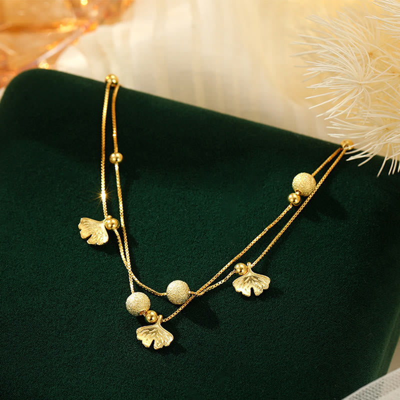 925 Sterling Silber Ginkgo Schutz Fußkettchen