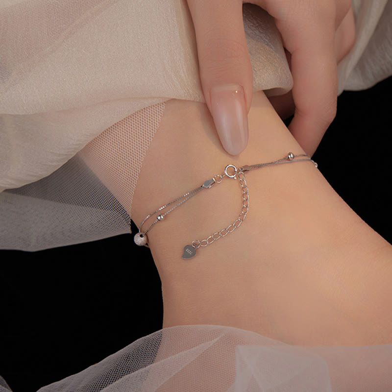 925 Sterling Silber Ginkgo Schutz Fußkettchen