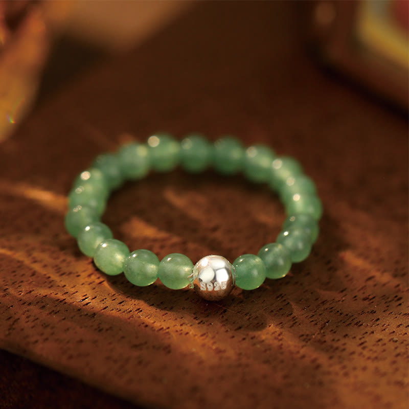 Jadering aus 925er Sterlingsilber mit Kristallperlen für Segen und Schutz