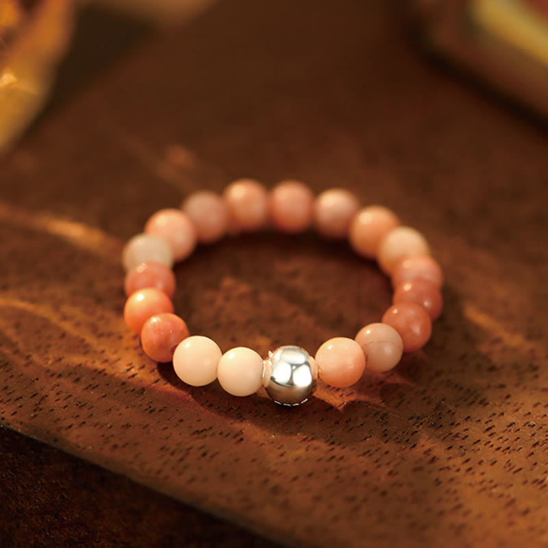 Jadering aus 925er Sterlingsilber mit Kristallperlen für Segen und Schutz