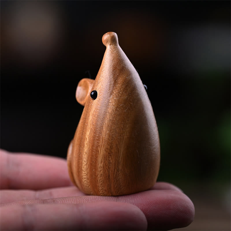Green Sandalwood Cat and Mouse Figurines | Spiritual Animal Decor
