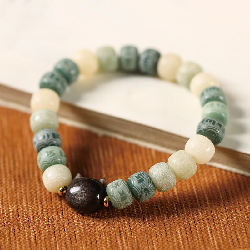 Bodhi-Samen & Obsidian Katzenkopf Weisheitsarmband