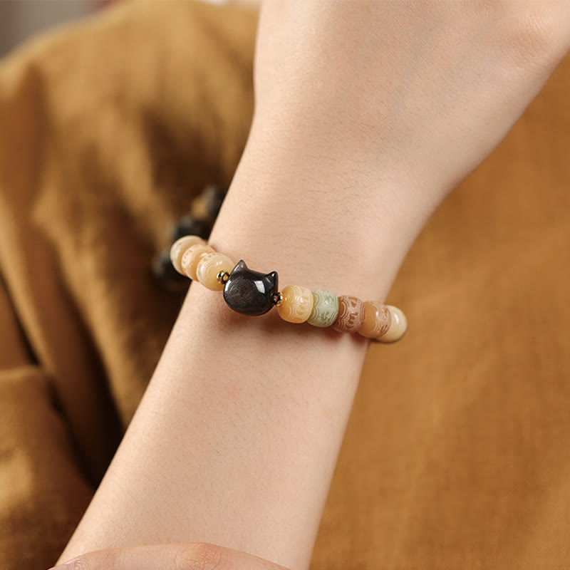 Bodhi-Samen & Obsidian Katzenkopf Weisheitsarmband