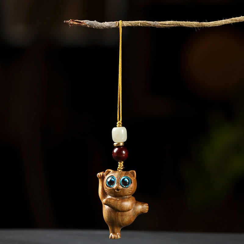 Schlüsselanhänger aus grünem Sandelholz und Thuja | Charm mit positiver Energie