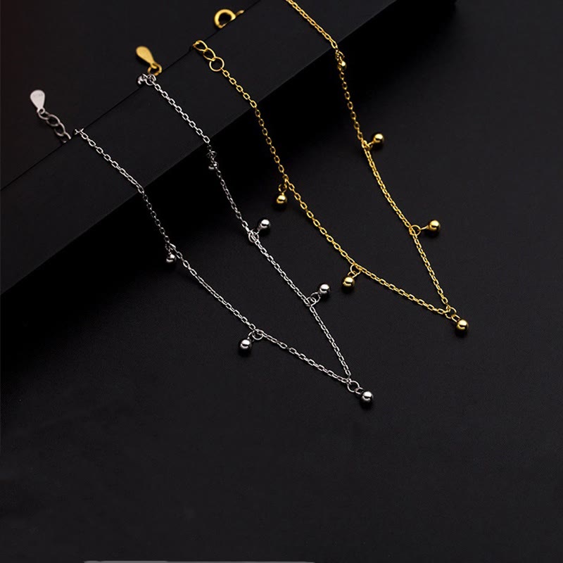 Fußkettchen mit kleinen Perlen aus 925er Sterlingsilber zum Schutz