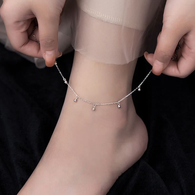 Fußkettchen mit kleinen Perlen aus 925er Sterlingsilber zum Schutz