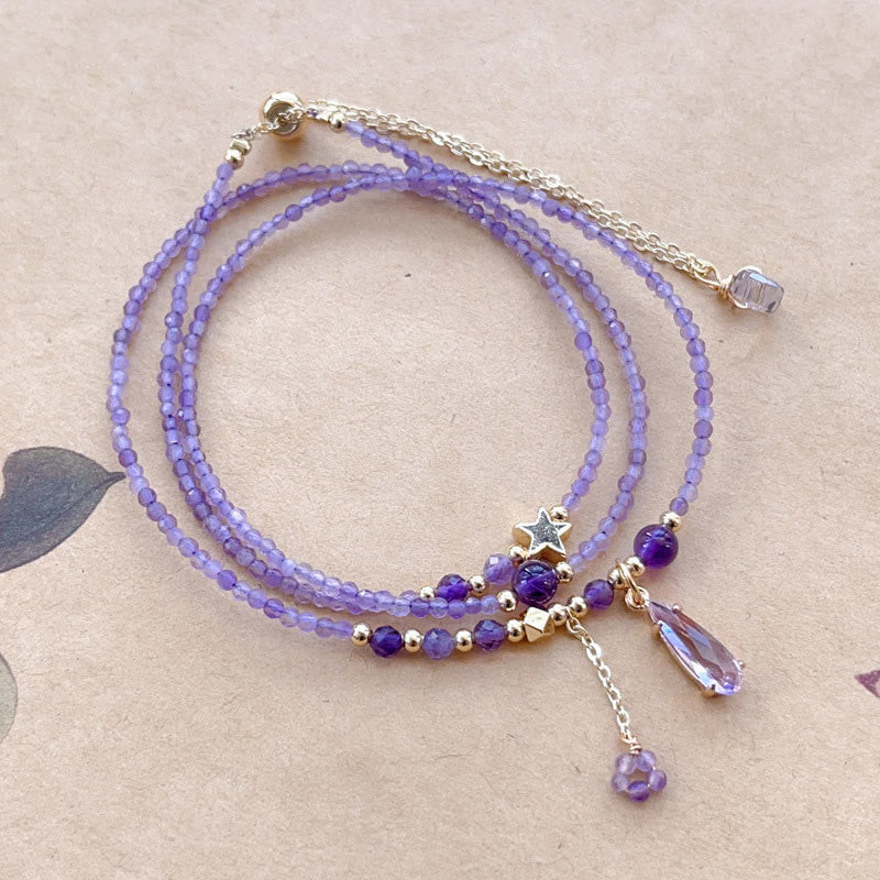 15–16 cm Amethyst-Meditationsarmband mit dreifacher Wicklung