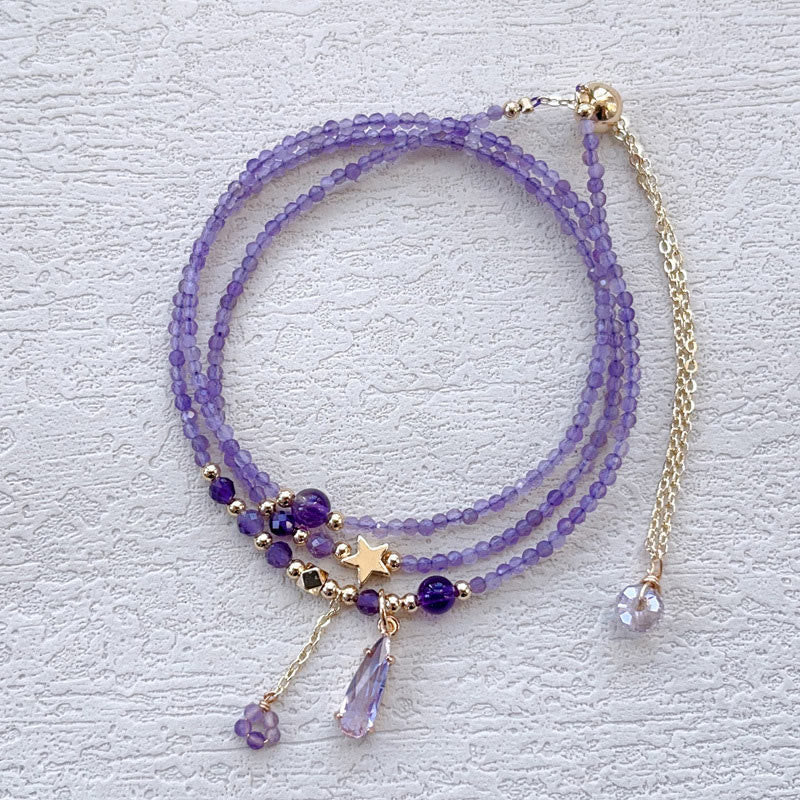 15–16 cm Amethyst-Meditationsarmband mit dreifacher Wicklung