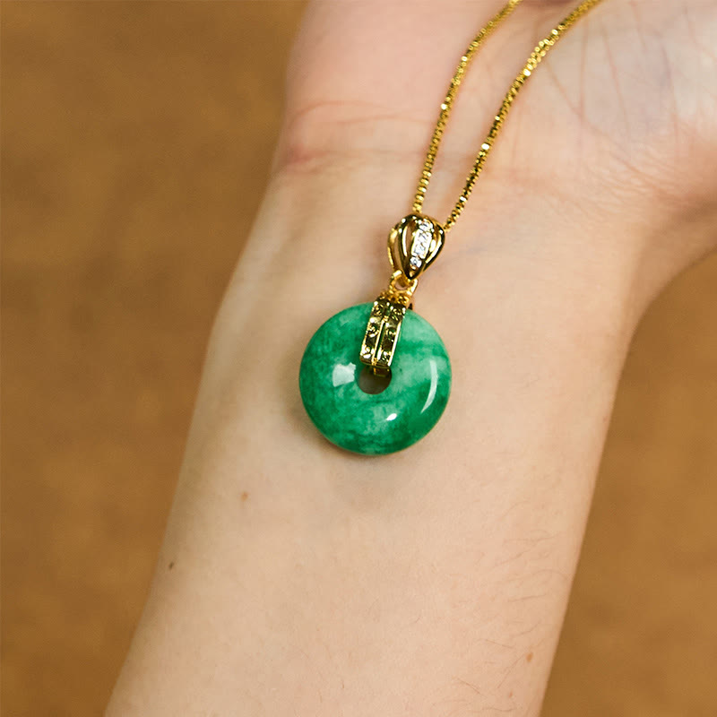 Unisex Cyan Jade Peace Buckle Heilung Glück Halskette