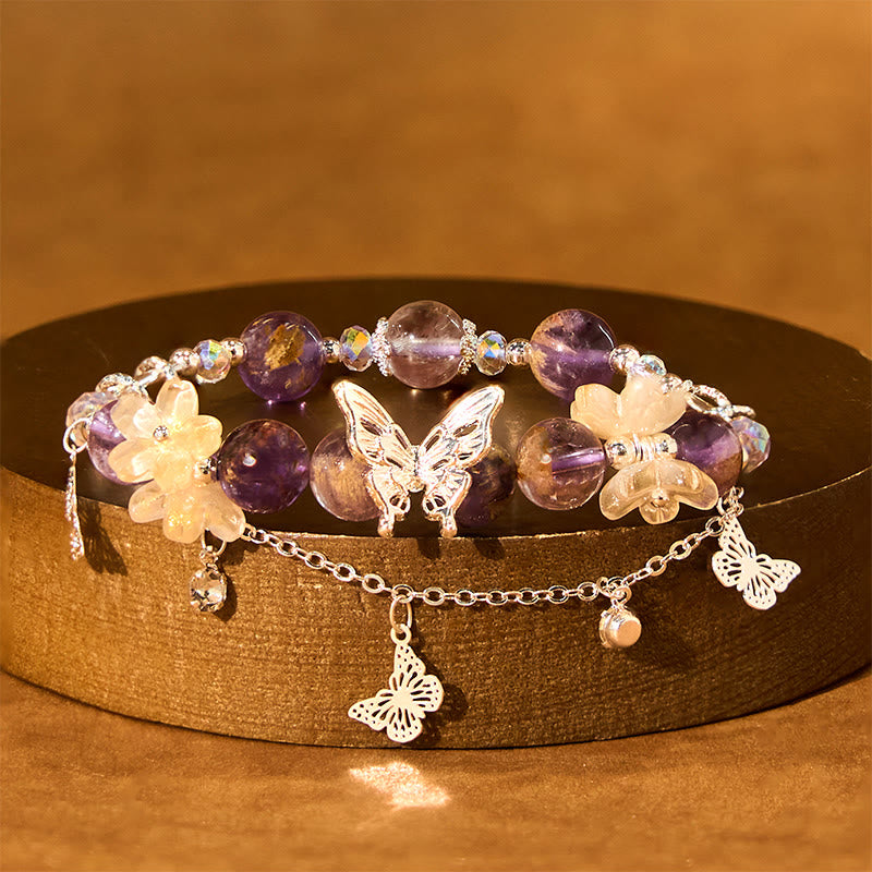 8 mm lila Phantom-Amethyst-Weisheitsarmband für Damen