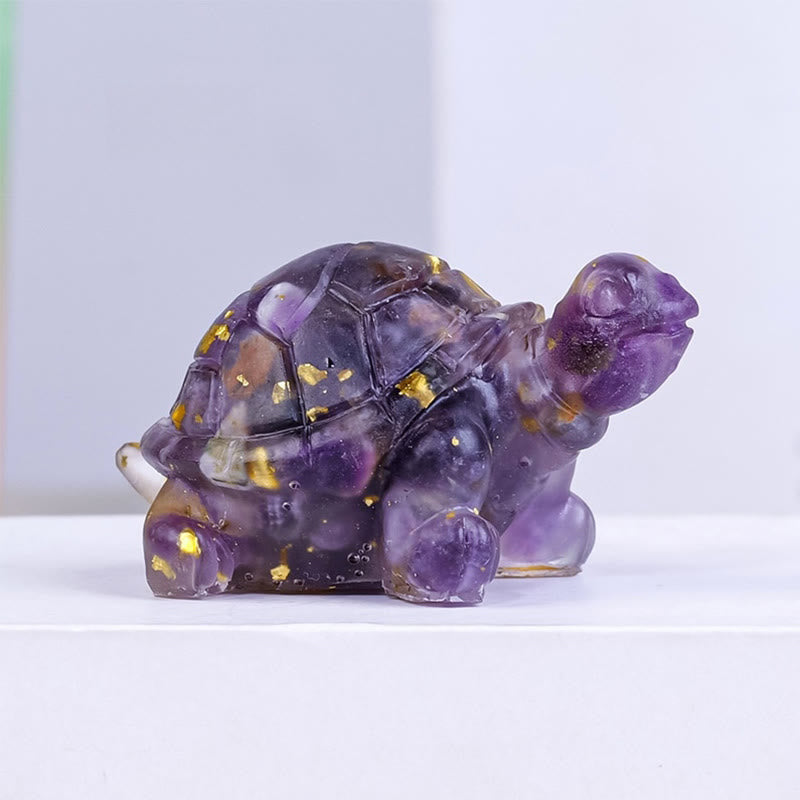 Kleine Schildkrötenstatue aus natürlichem Amethystkristallharz