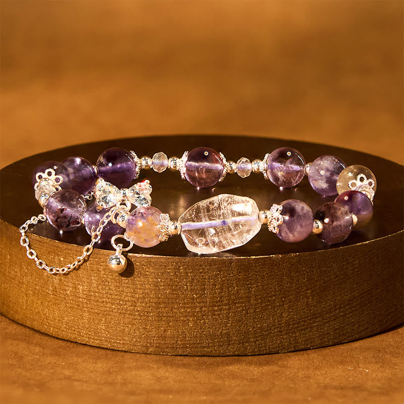 8 mm lila Phantom-Amethyst-Weisheitsarmband für Damen