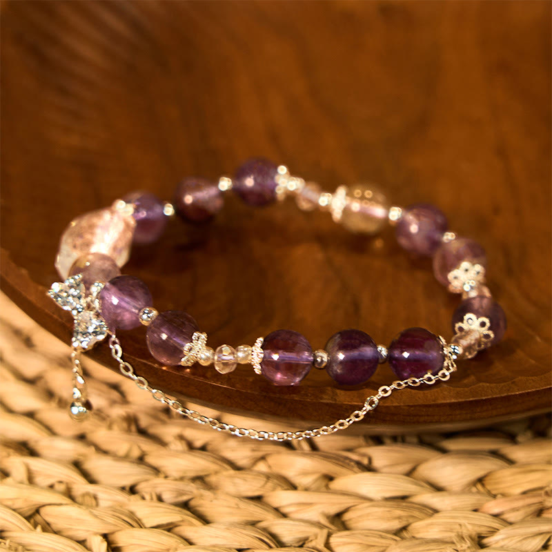 8 mm lila Phantom-Amethyst-Weisheitsarmband für Damen