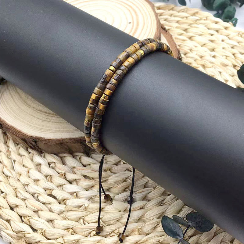 Tigerauge-Mut-Armband mit 4 x 2 mm großen Abstandsperlen, Schutz