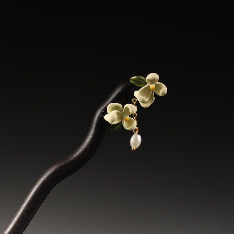 Ebony Gardenia Tassel Chinese Hairpin for Courage | Healing Sounds