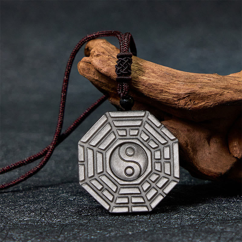 Silver Sheen Obsidian Yin Yang Necklace for Protection & Harmony