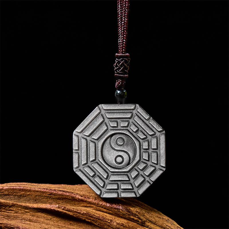 Silver Sheen Obsidian Yin Yang Necklace for Protection & Harmony