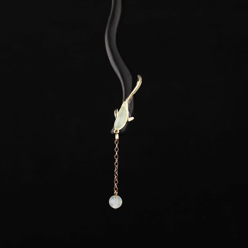 Ebony Hetian Jade Chinese Hairpin with Blessing Symbolism