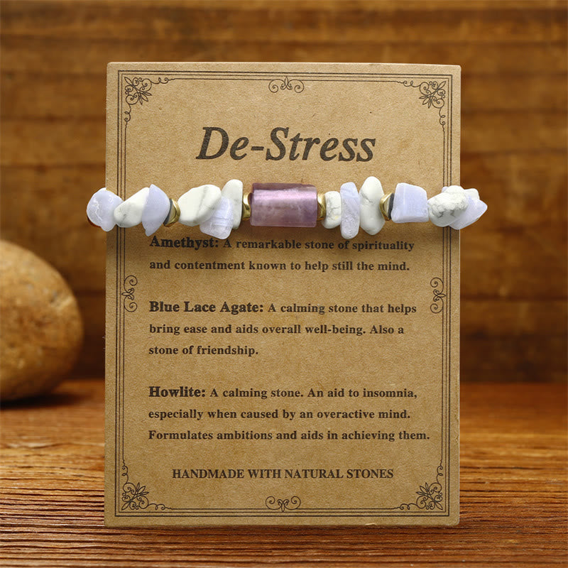 Amethyst Blue Lace Agate De-Stress Healing Bracelet 14-24cm