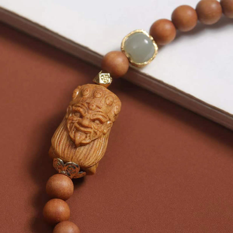 Unisex-Armband aus Hetian-Jade und Sandelholz, 13–21 cm