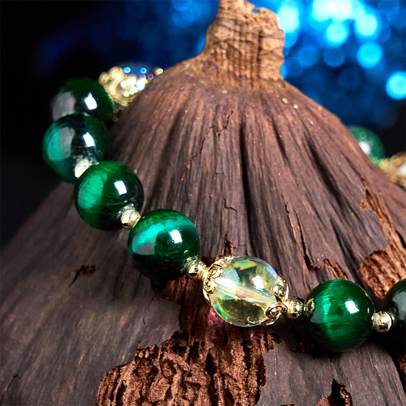 8 mm grünes Tigerauge-Armband für Damen | Positive Energie