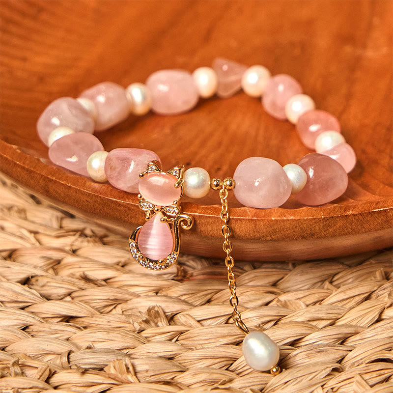 8mm Strawberry Quartz Pearl Positive Energy Bracelet for Women