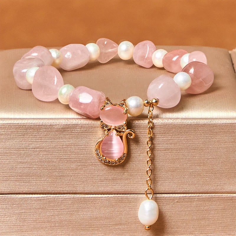 8mm Strawberry Quartz Pearl Positive Energy Bracelet for Women