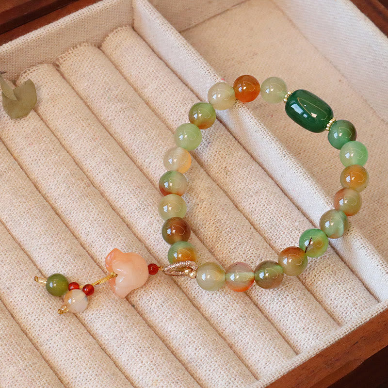 8 mm Armband mit Pfauenachat-Schmetterlings-Friedensschnalle