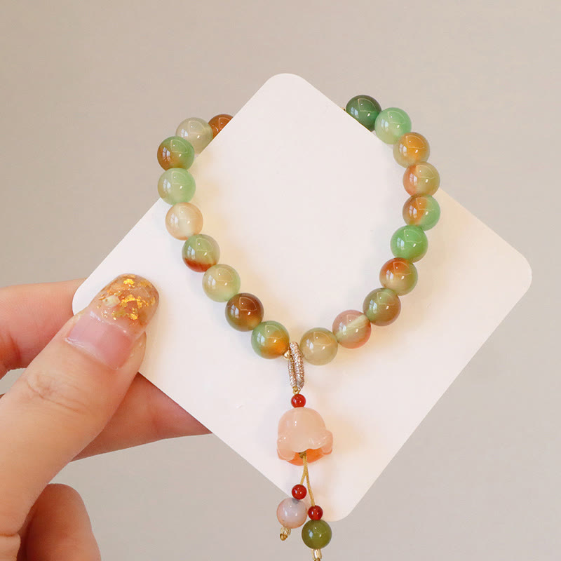 8 mm Armband mit Pfauenachat-Schmetterlings-Friedensschnalle