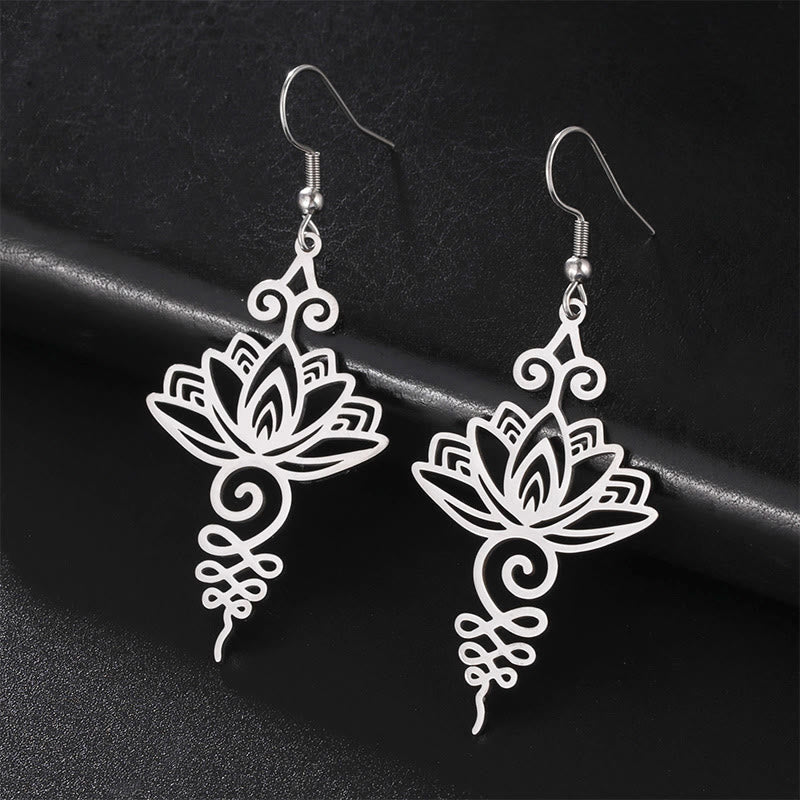 Silver Lotus Earrings Hollow Flower 27mm Enlightenment