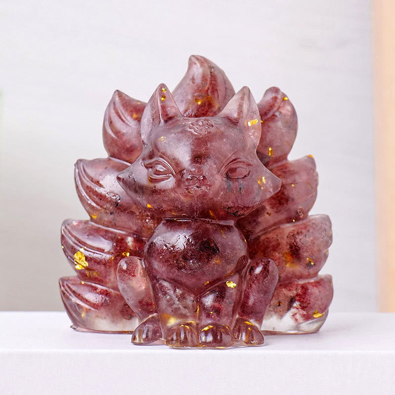 8x8,7cm Amethyst Zen Neunschwänzige Fuchs Dekoration