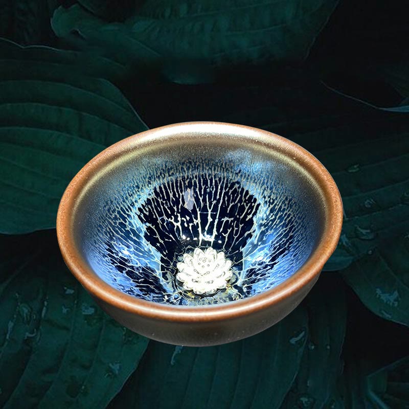 Jianzhan Lotusblaue Zen-Teetasse aus Keramik, 150 ml
