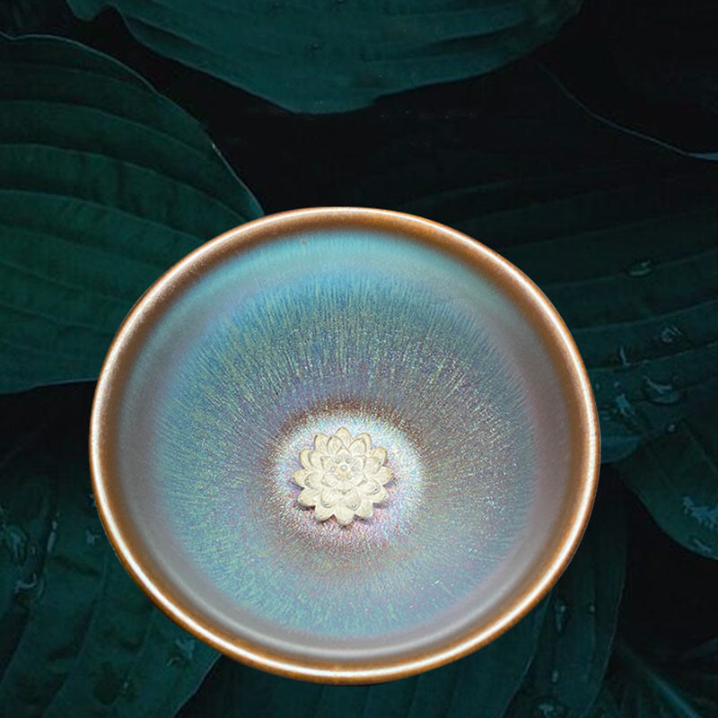 Handgefertigte Jian Zhan Lotusblumen-Teetasse aus Keramik, 150 ml