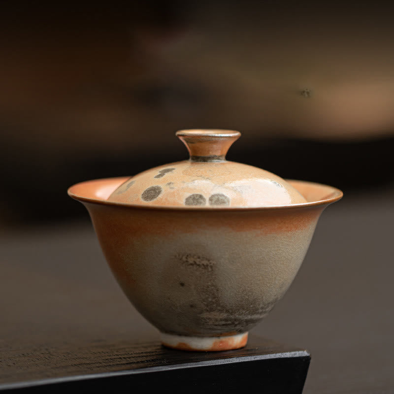 Keramik-Gaiwan-Teetasse mit Deckel, Katzenmotiv, 130 ml, für Teerituale