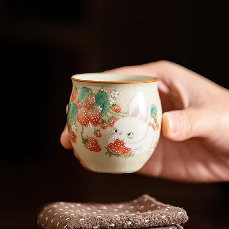 Kleine Kaninchen-Teetasse aus Keramik, 90 ml, mit Geschenkbox | Zen-Dekor