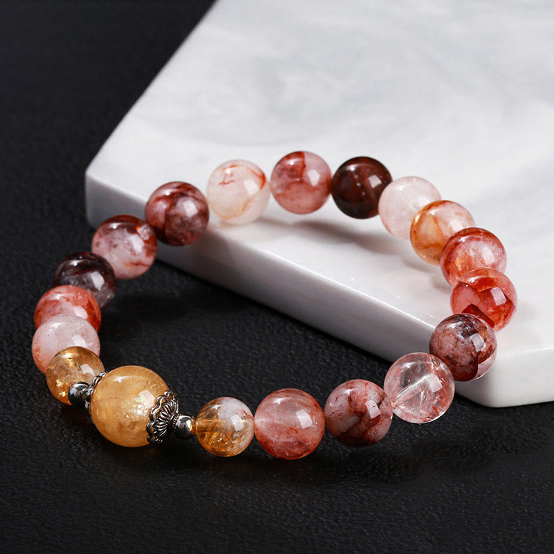 10 mm rotes Hämatoid-Quarz-Balance-Perlenarmband
