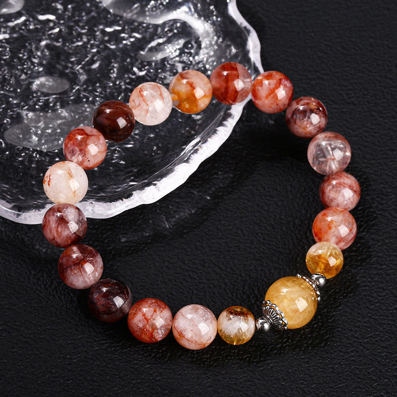 10 mm rotes Hämatoid-Quarz-Balance-Perlenarmband