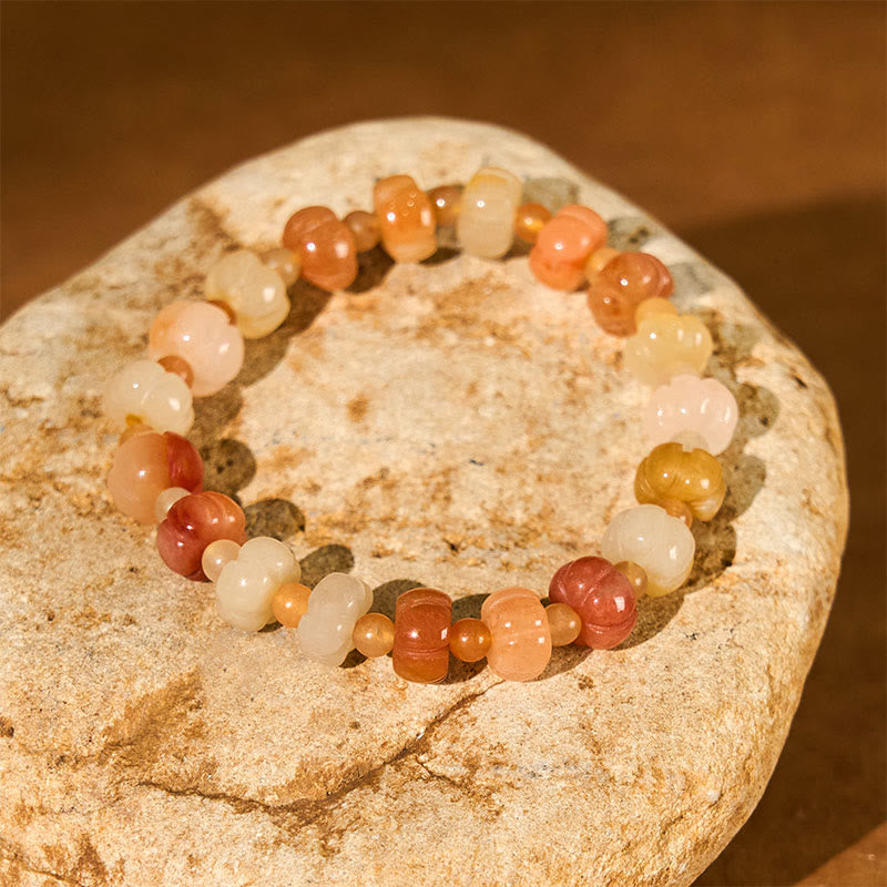 6 x 8 mm goldenes Seiden-Jade-Armband für Reichtum und Glück