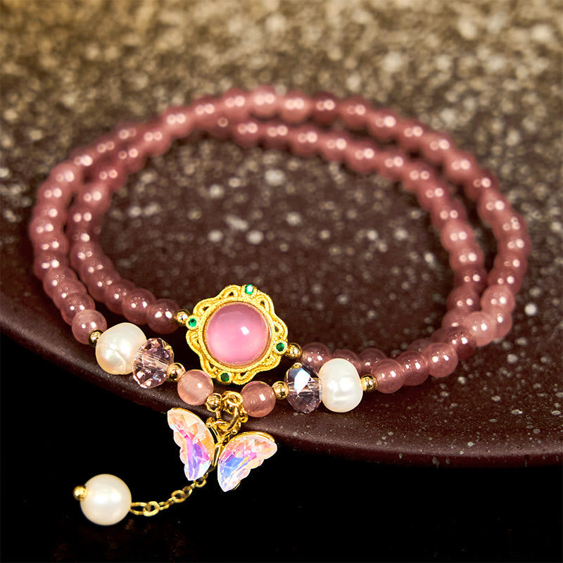 14-16cm Strawberry Quartz Positive Double Wrap Bracelet