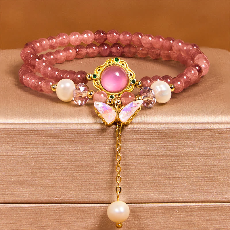 14-16cm Strawberry Quartz Positive Double Wrap Bracelet