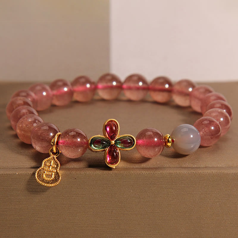8mm Strawberry Quartz Lucky Bracelet for Women Healing Love