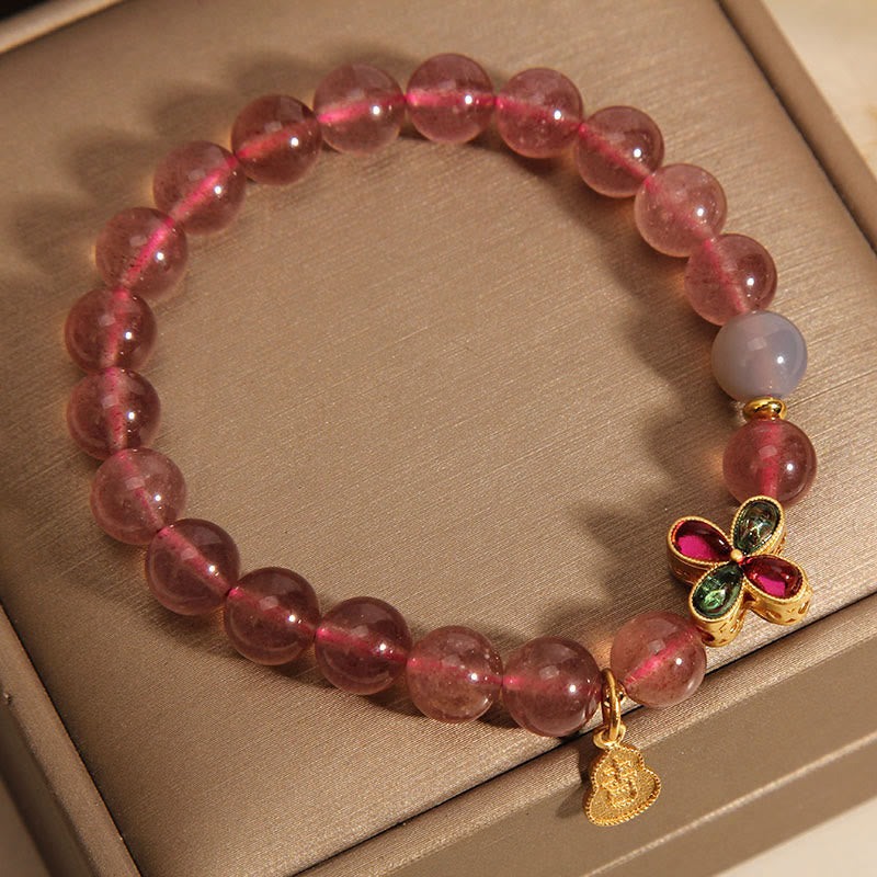 8mm Strawberry Quartz Lucky Bracelet for Women Healing Love