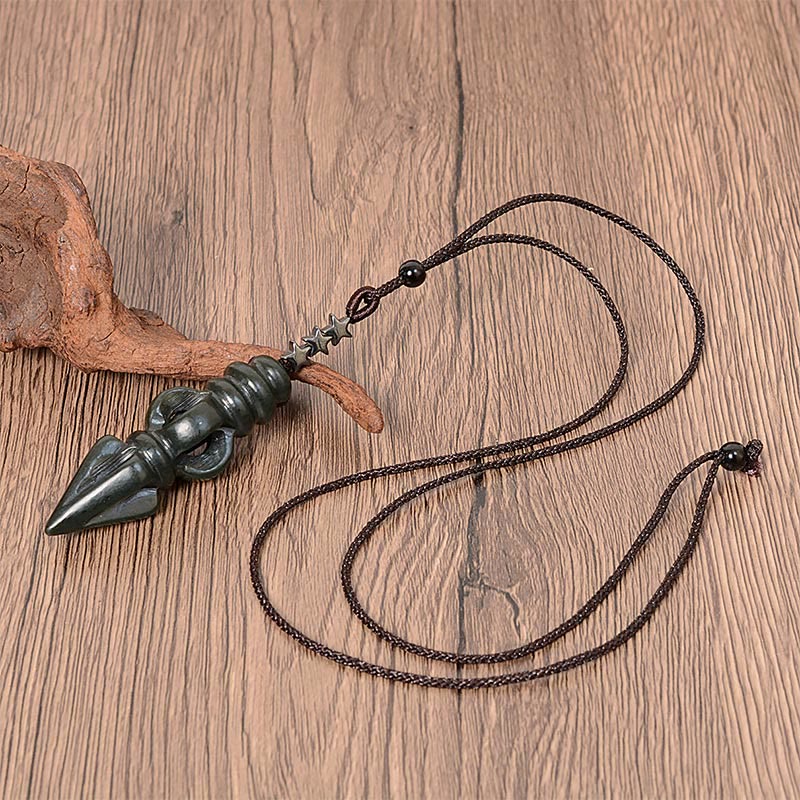 Cyan Jade Vajra Star Harmony Halskette 62cm Unisex