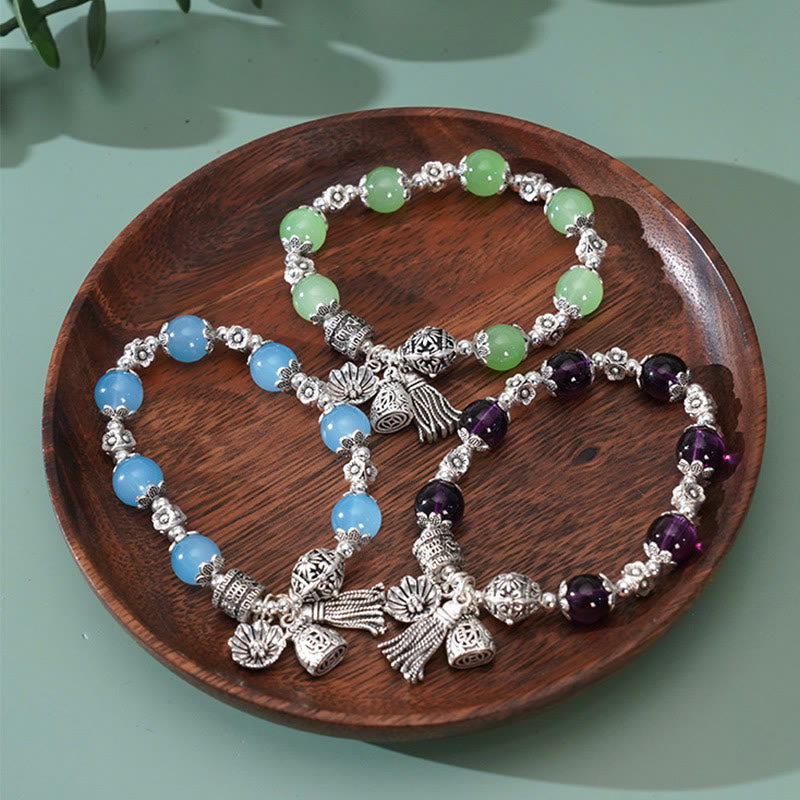Lotusarmband mit Amethyst und mehreren Kristallen